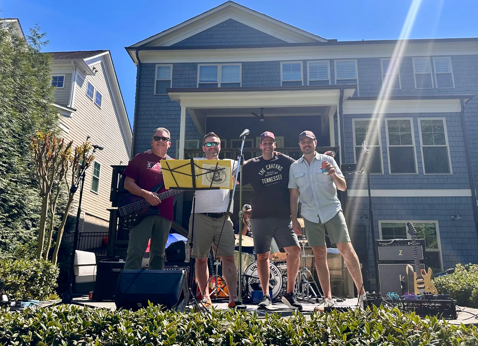 Band group photo at Masterful BBQ